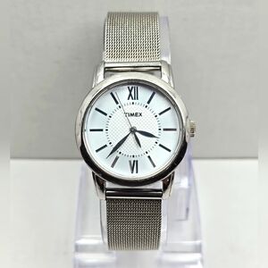 Womens Timex Uptown Chic Watch Silver Mesh New Battery T2N683 Classics Dress